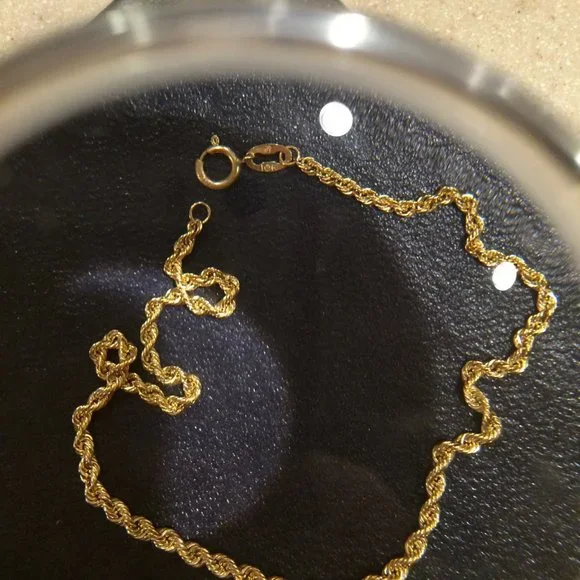 COPY - Beautiful 10KT, 1.7mm Gold Rope Chain Set (Chain, Earrings & Bracelet)- … - Picture 15 of 16